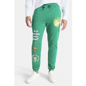 Dr. Seuss The Grinch Men's Green Graphic Jogger Sweatpants Size XL (40-42)